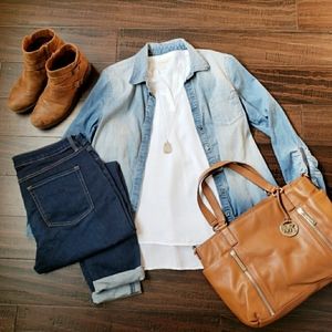 Michael Kors Congac Tan Carmel Crosby Shoulder Satchel Tote Bag